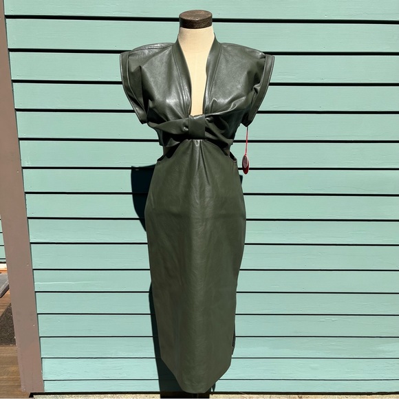 Eva Franco Forestina Vegan Leather Midi Dress